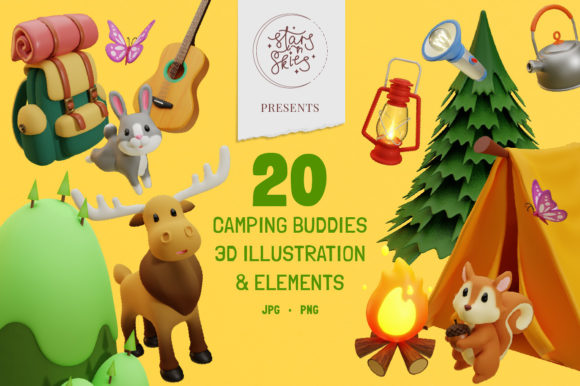 Camping Buddies 3D Elements: Creative Inspiration for Digital Projects